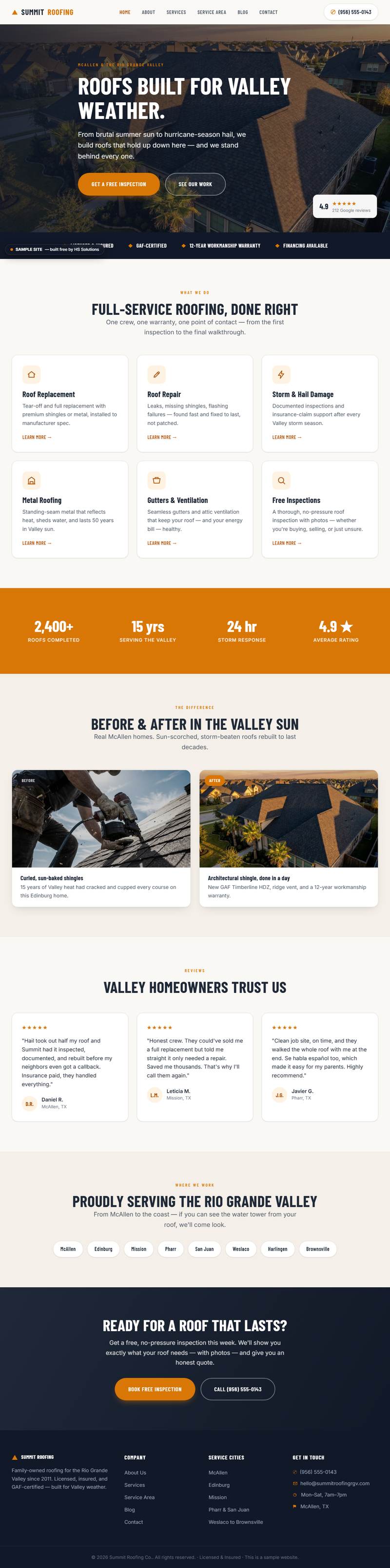 Sample home page, full length