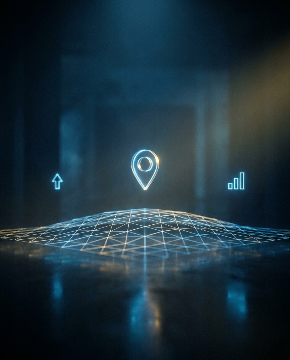 Local search ranking signal rising on a map