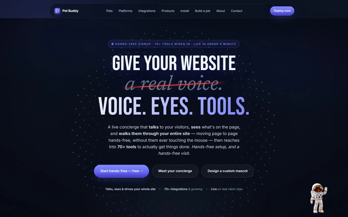 The Pet Buddy Concierge website: give your website a voice, eyes and tools