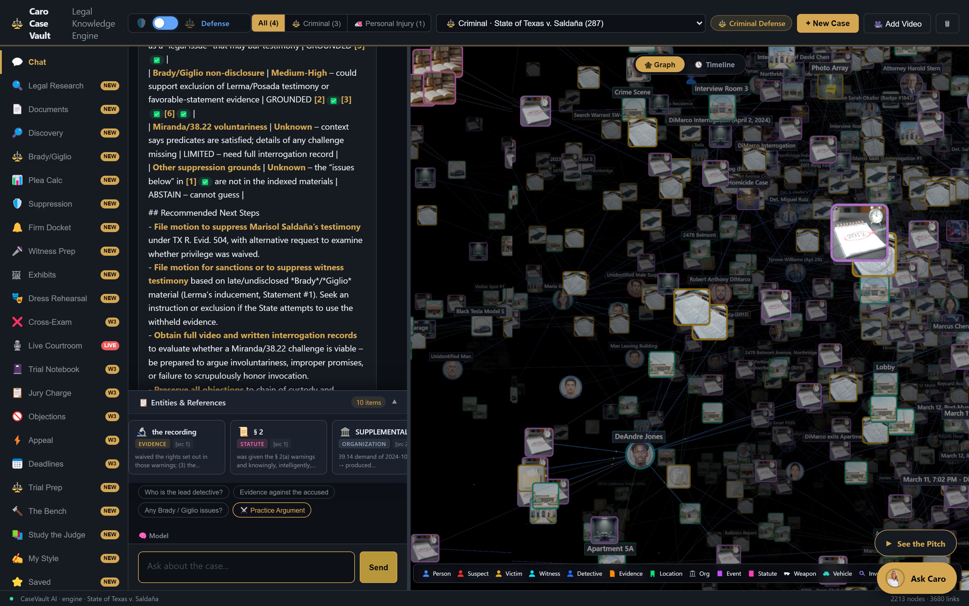 CaseVault legal AI case map