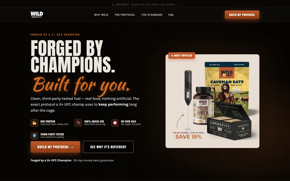 Wild Society supplement brand website